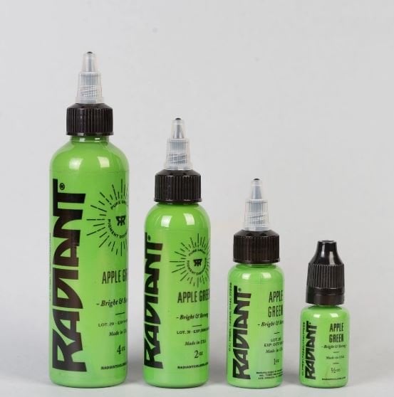 apple green radiant colors tattoo ink yeşil dövme boyası